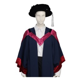 Design cherry red shawl graduation gown, custom-made blue graduation gown, PhD in FinTech, Hong Kong Polytechnic University, graduation gown manufacturer DA535 Design cherry red shawl graduation gown, custom-made blue graduation gown, PhD in FinTech, Hong Kong Polytechnic University, graduation gown manufacturer DA535